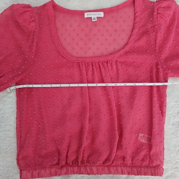 NEW Socialite Pink Sheer Blouse Size XS Feminine Romantic Cocquette Girl Summer - Picture 9 of 12